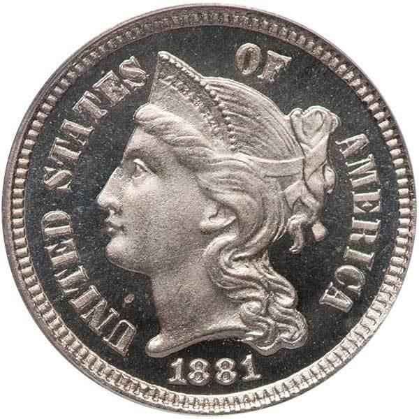 image for: 3CN 1881 PCGS PR66 DCAM CAC