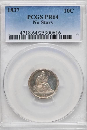 image for: 10C 1837 NO STARS. PCGS PR64