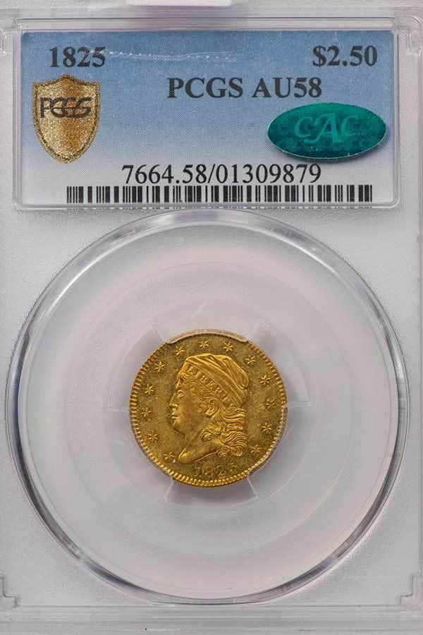 image for: $2.50 1825 PCGS AU58 CAC