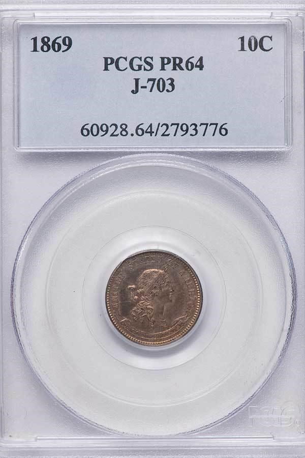 image for: 10C 1869 J-703. PCGS PR64