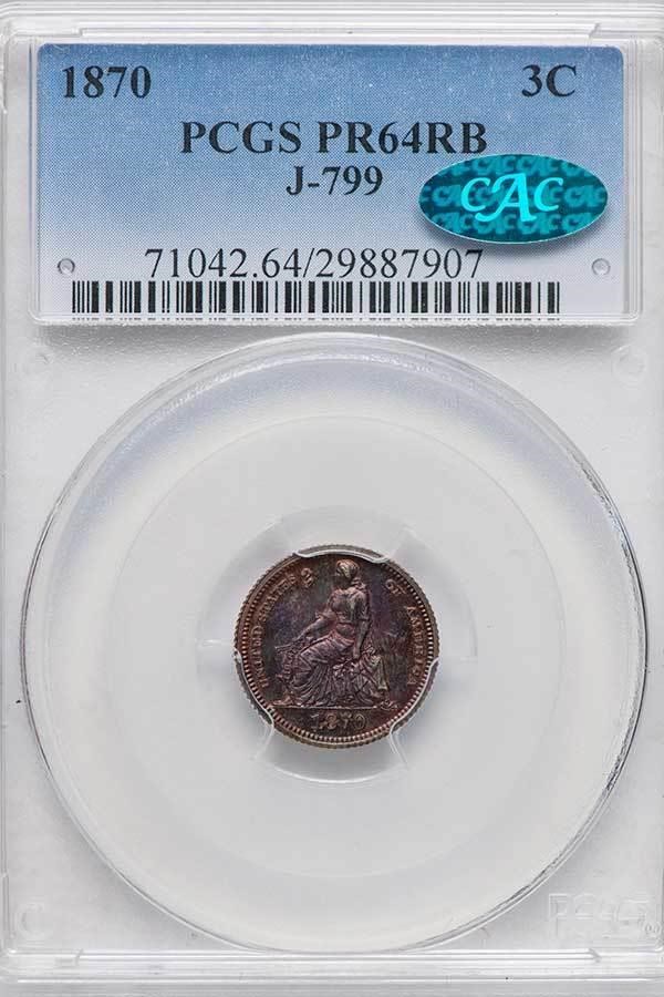 image for: 3C 1870 J-799. PCGS PR64 RB CAC