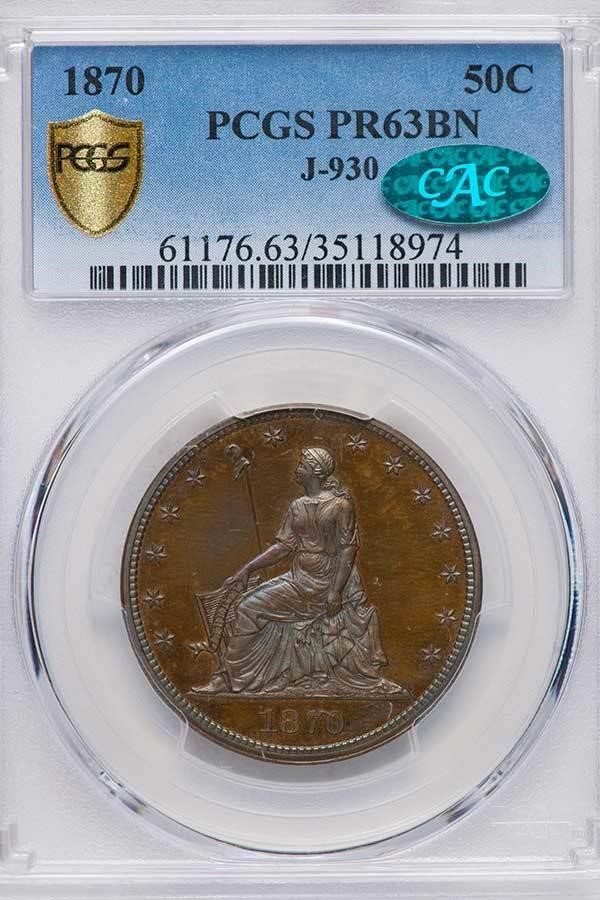 image for: 50C 1870 J-930. PCGS PR63 BN CAC
