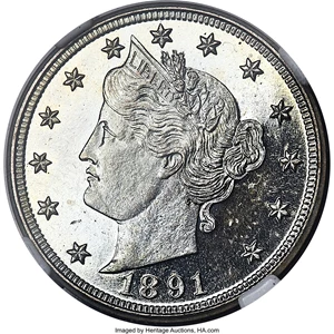 image for: 1891 5C PR67 Cameo NGC....