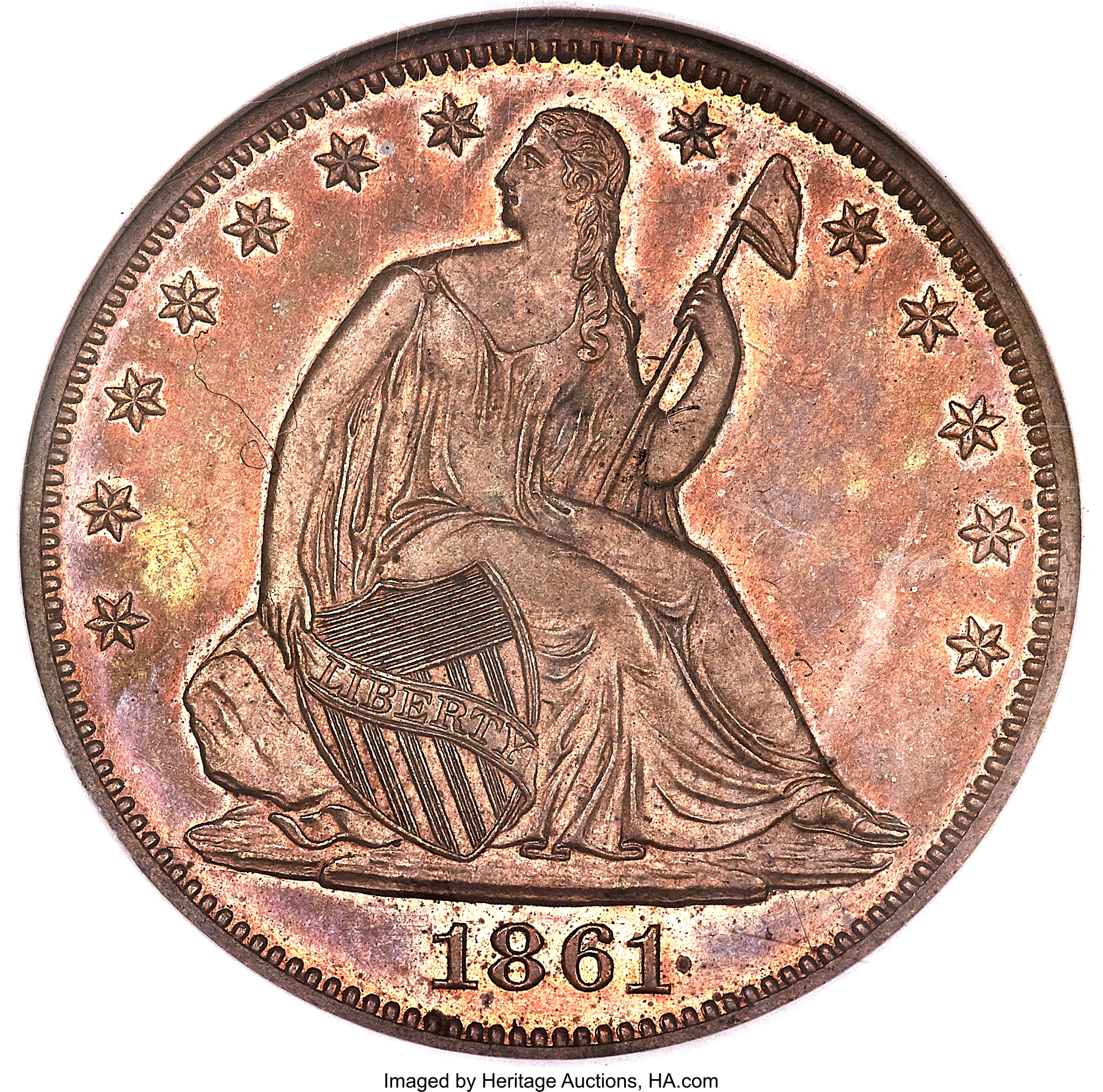 image for: 1861 P50C Half Dollar, Judd-278, Pollock-327, Low R.7, PR65 Brown NGC....