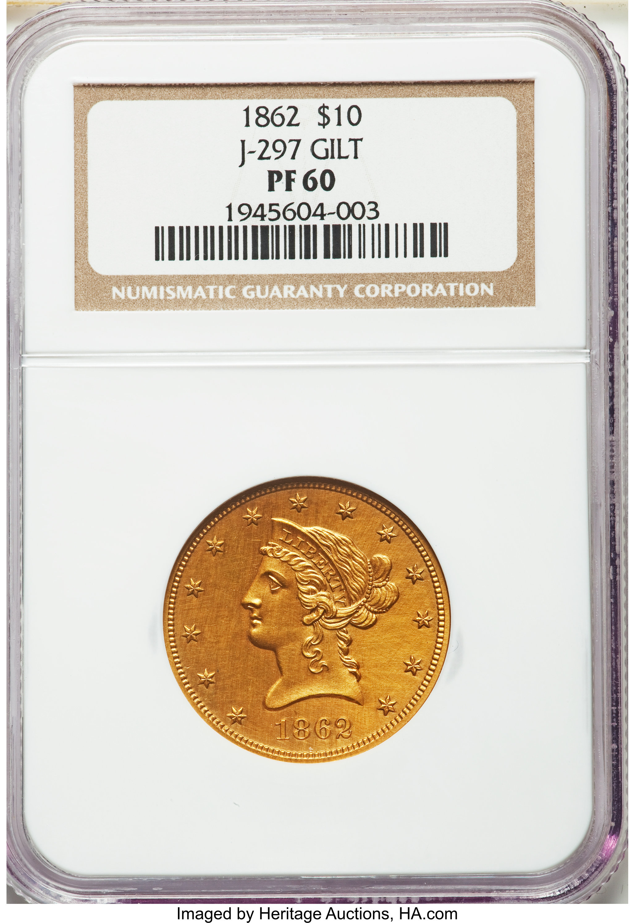 image for: 1862 $10 Ten Dollar, Judd-297, Pollock-355, Low R.6, PR60 Gilt NGC....