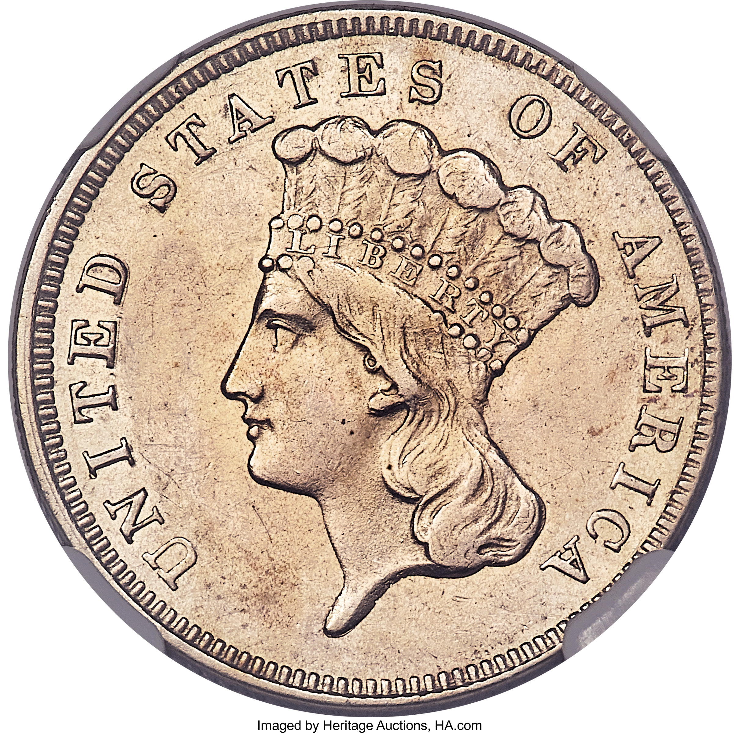 image for: 1867 $3 Three Dollar, Judd-597, Pollock-661, R.8, PR58 NGC....