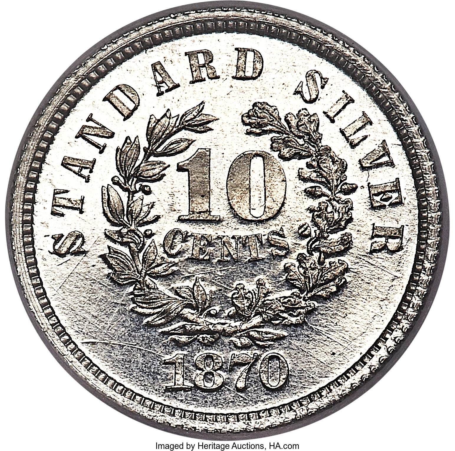 image for: 1870 10C Standard Silver Ten Cents, Judd-859, Pollock-940, High R.7, PR65 PCGS....