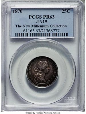 image for: 1870 25C Standard Silver Quarter Dollar, Judd-919, Pollock-1023, High R.7, PR63 PCGS....