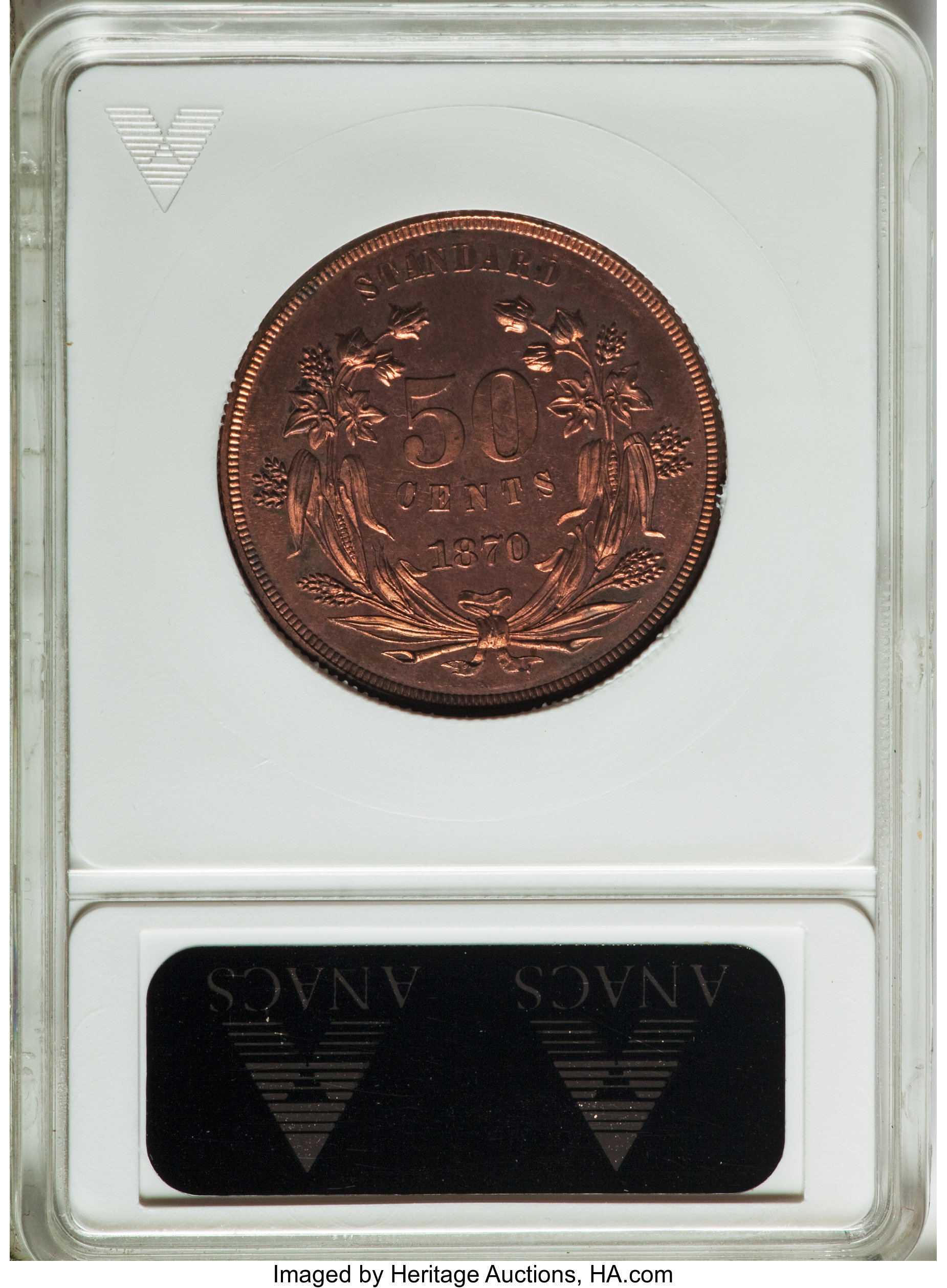 image for: 1870 50C Standard Silver Half Dollar, Judd-947, Pollock-1075, R.7, PR64 Red ANACS....