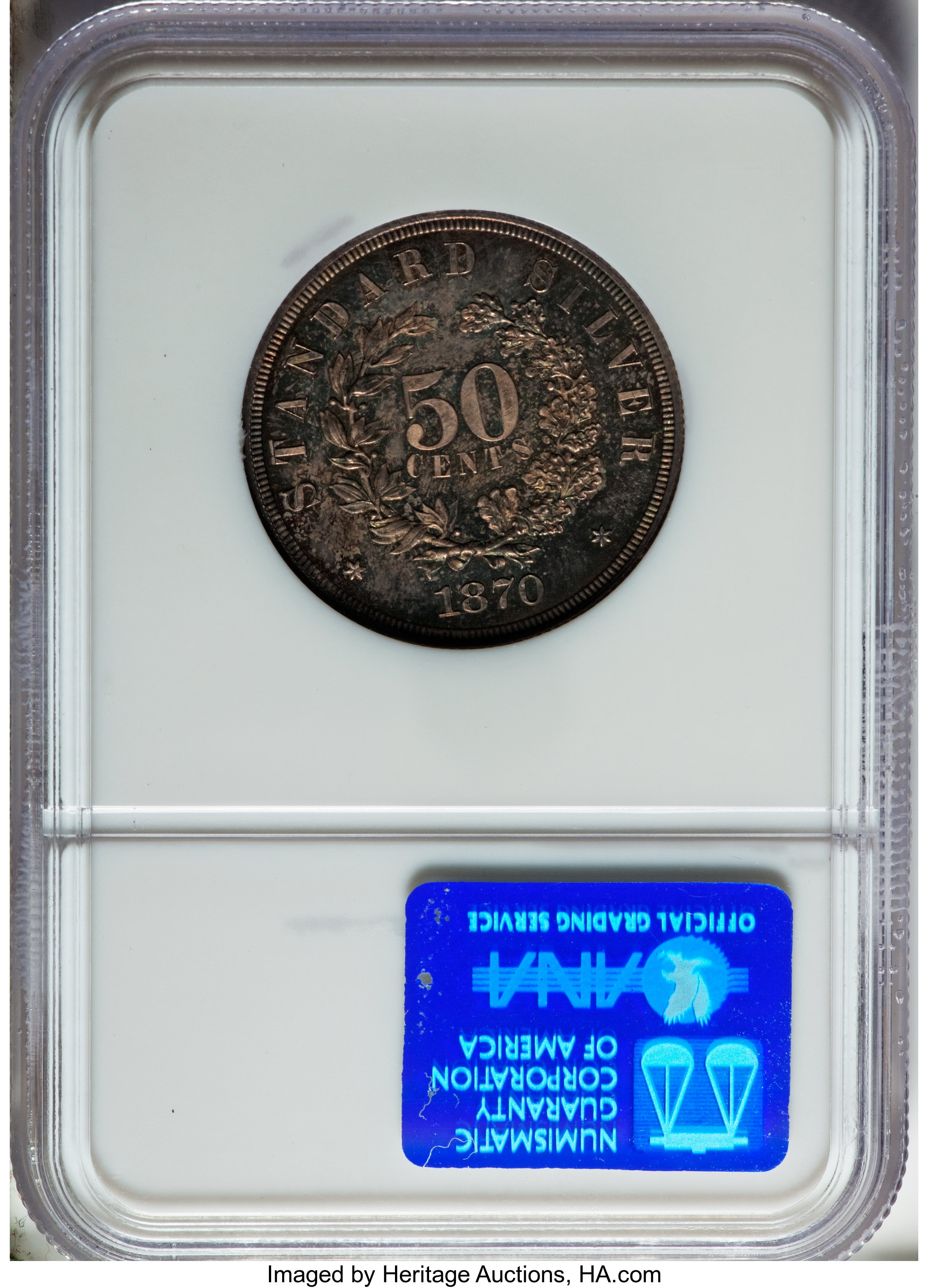 image for: 1870 50C Standard Silver Half Dollar, Judd-981, Pollock-1101, High R.6, PR66 NGC....
