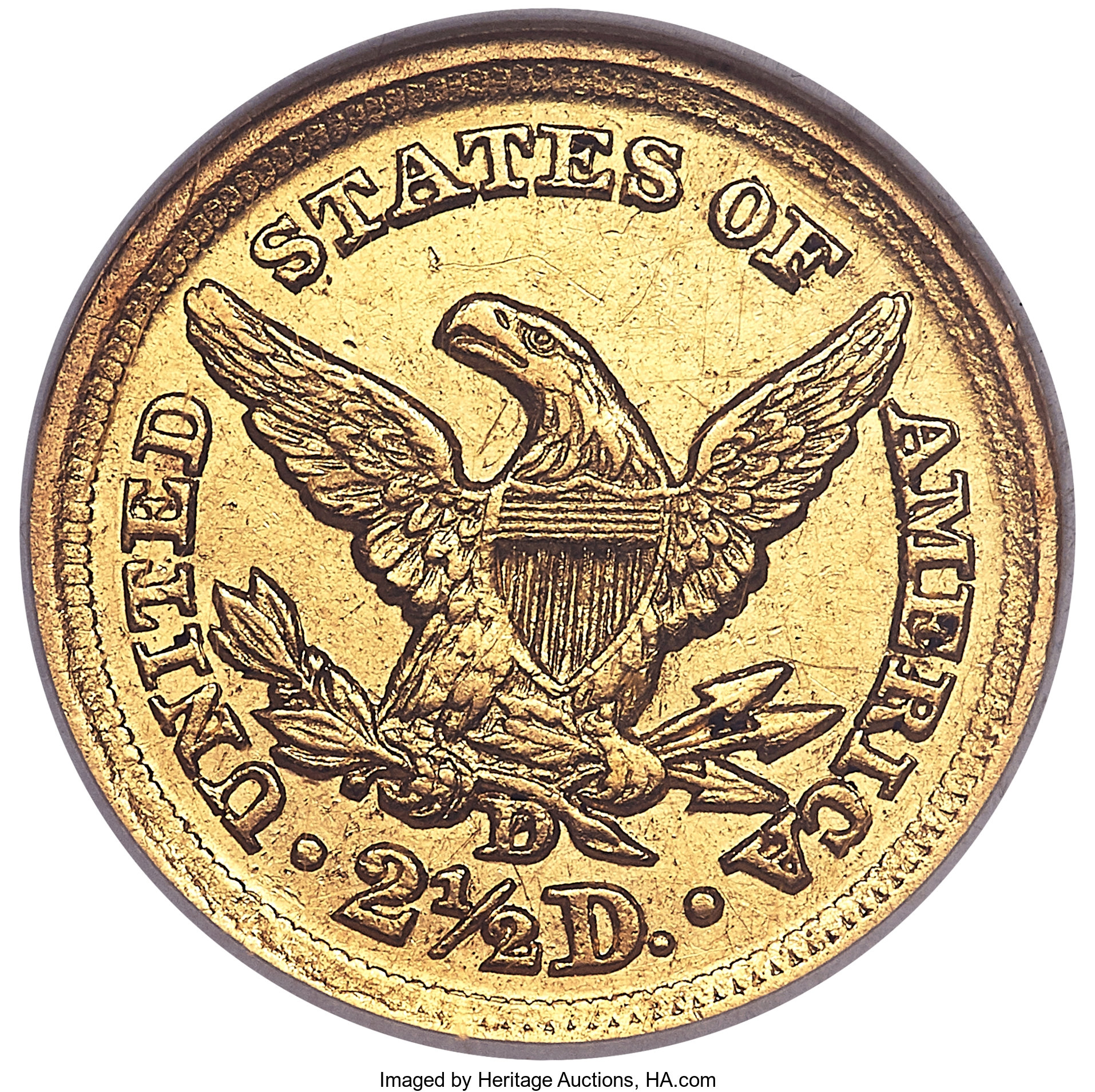 image for: 1852-D $2 1/2 AU58 NGC. Variety 16-N....