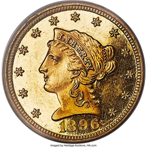 image for: 1896 $2 1/2 PR61 Cameo PCGS. CAC....