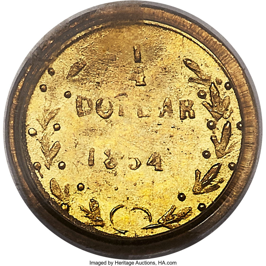 image for: 1854 25C Liberty Round 25 Cents, BG-216, R.6, MS64 PCGS....