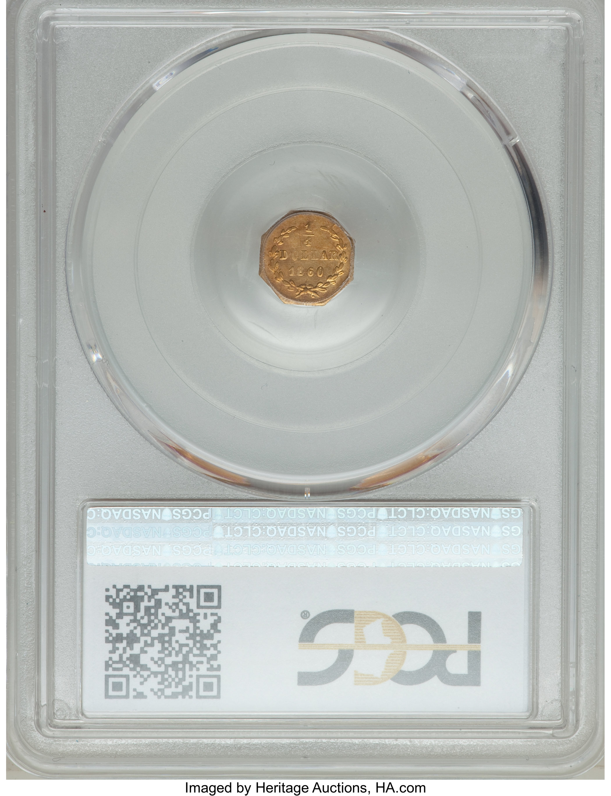 image for: 1860 25C Liberty Head Octagonal 25 Cents, BG-732, High R.6, MS62 PCGS Secure. PCGS Population: (4/0 and 0/0+). NGC Census: ...