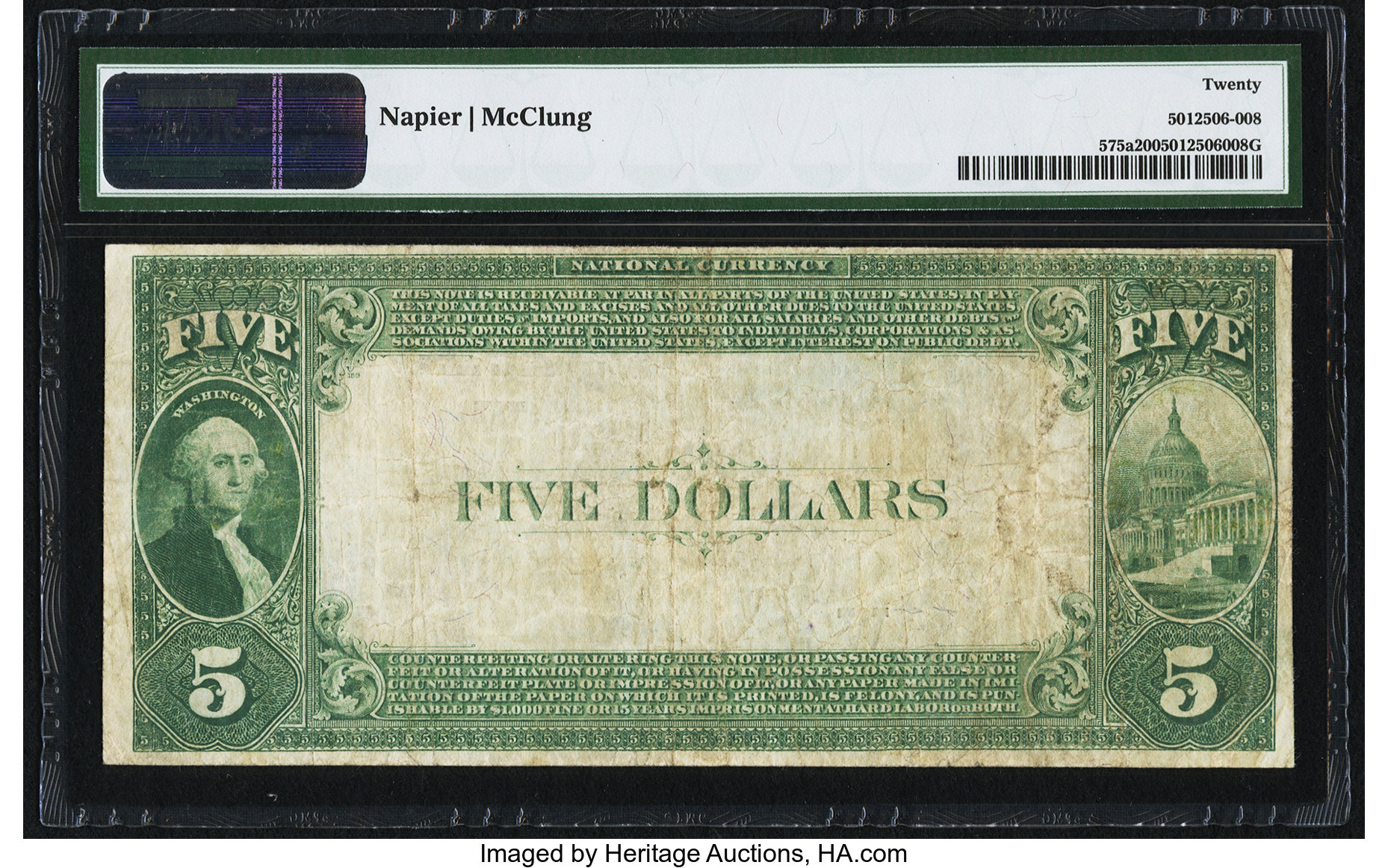 image for: Albuquerque, NM - $5 1882 Value Back Fr. 575a The First NB Ch. # (W)2614...