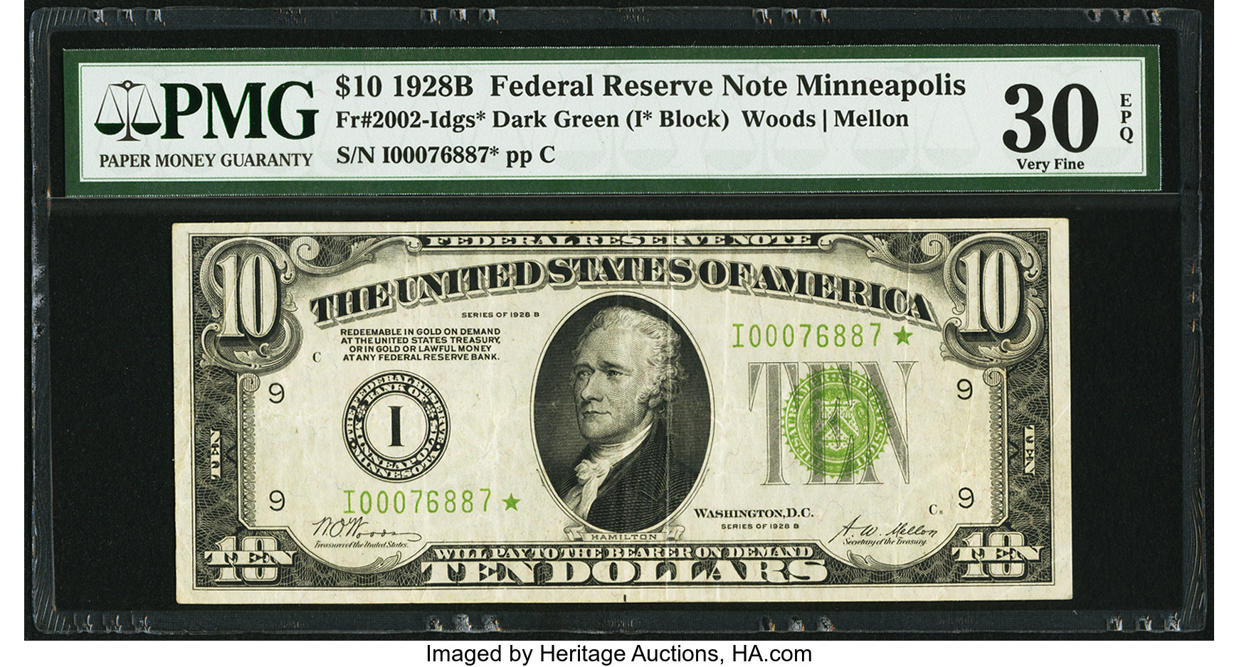 image for: Fr. 2002-I* $10 1928B Federal Reserve Note. PMG Very Fine 30 EPQ....
