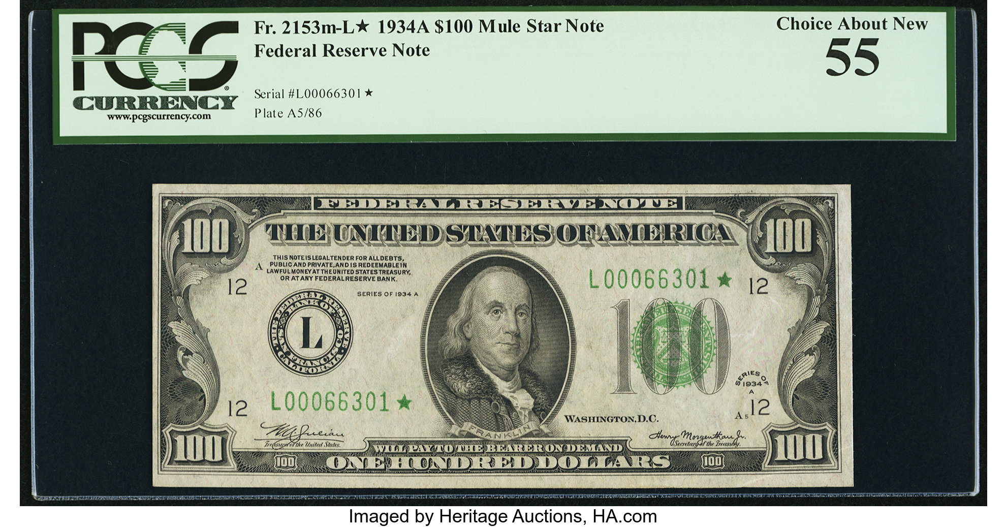 1934A $100 Replacement, San Francisco (Fr. 2153L*)