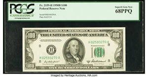 image for: Fr. 2159-H $100 1950B Federal Reserve Note. PCGS Superb Gem New 68PPQ....