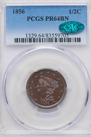 image for: 1/2C 1856 PCGS PR64 BN CAC