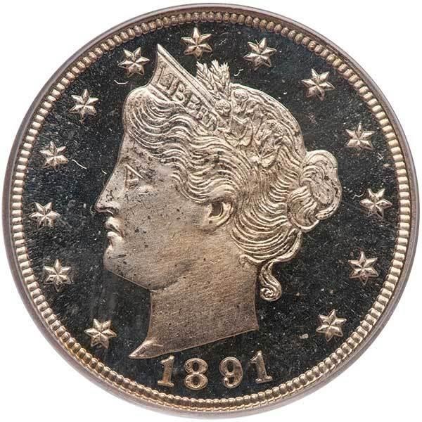 image for: 5C 1891 PCGS PR65 DCAM CAC