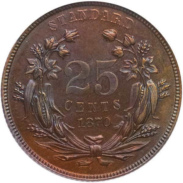 image for: 25C 1870 J-896. PCGS PR65 BN CAC