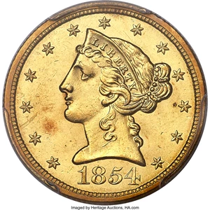 image for: 1854-O $5 MS63 PCGS. Variety 1....