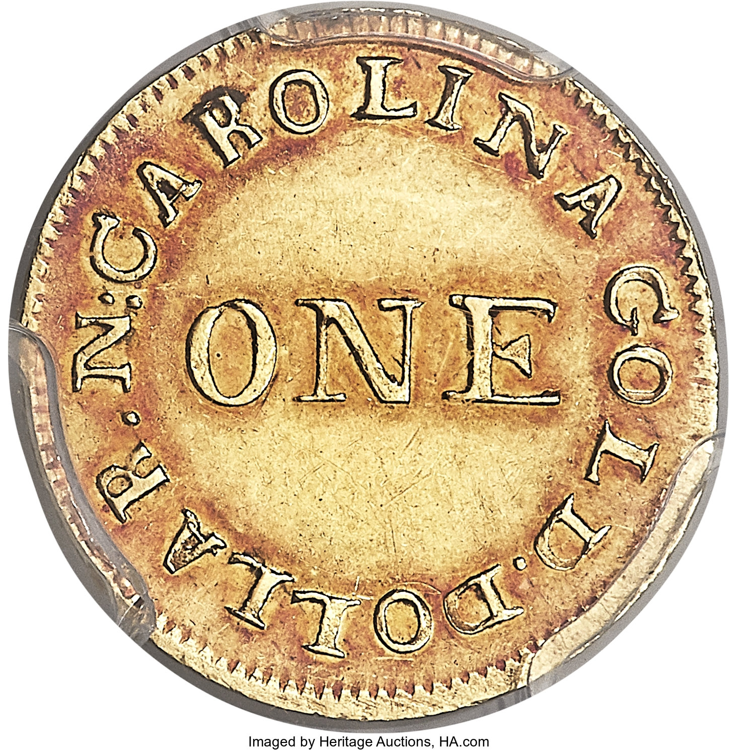 image for: (1834-37) G$1 C. Bechtler Dollar, Normal N, 28G. Centered, AU58 PCGS. CAC. K-3, R.6....