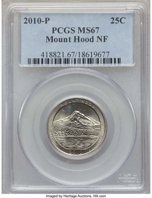 image for: 2010-P 25C MS67 PCGS. PCGS Population: (15/0). NGC Census: (0/0)....