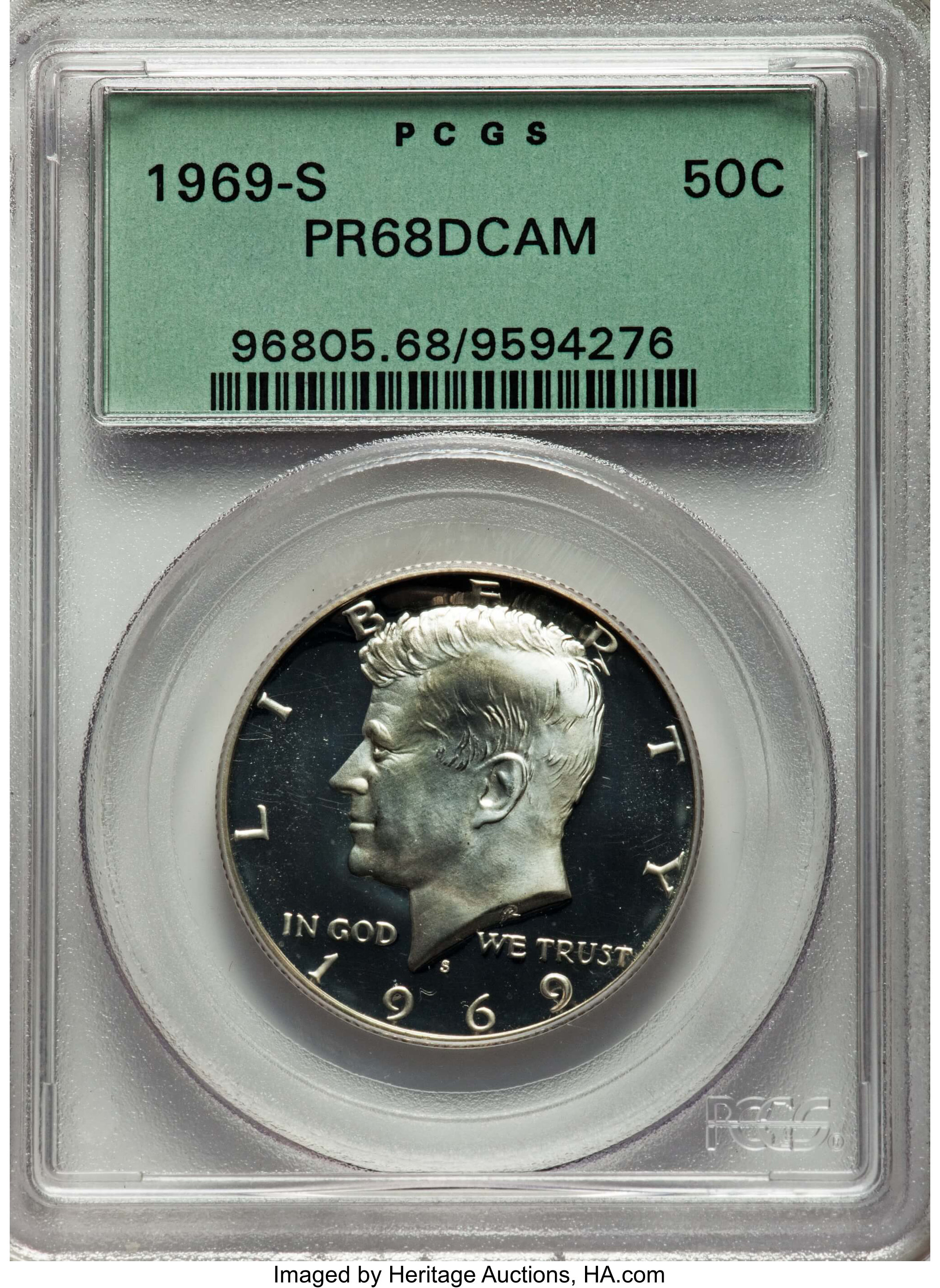 1969-S 50C PR68 Deep Cameo PCGS. PCGS Population: (1563/677). NGC Census: (1395/1024)....