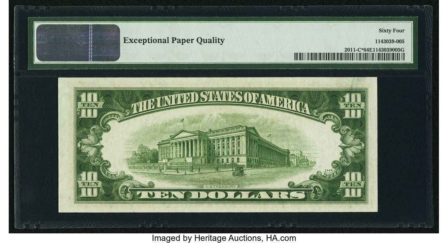 image for: Fr. 2011-C* $10 1950A Federal Reserve Star Note. PMG Choice Uncirculated 64 EPQ....