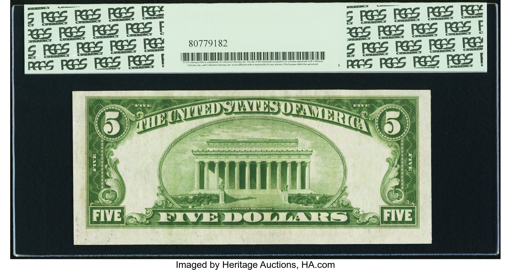 image for: Fr. 1952-G $5 1928B Dark Green Seal Federal Reserve Note. PCGS Choice New 63PPQ....