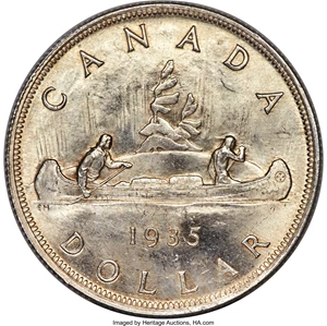 image for: George V Dollar 1935 UNC Detail (Cleaned) PCGS