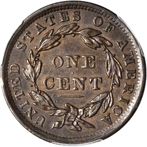 image for: 1838 Modified Matron Head Cent. N-9. Rarity-3. AU-55 (PCGS).