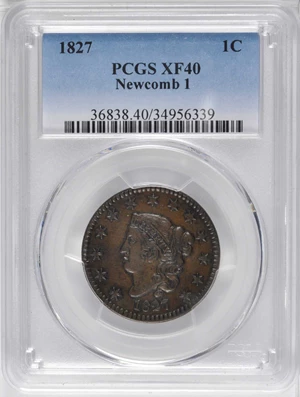 image for: 1827 Matron Head Cent. N-1. Rarity-2. EF-40 (PCGS).