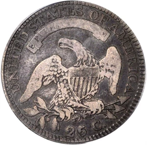 image for: 1828 Capped Bust Quarter. B-3. Rarity-5. 25/50 C. Good-6 (PCGS).