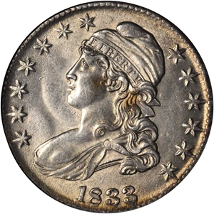 image for: 1833 Capped Bust Half Dollar. O-104. Rarity-1. AU-58 (NGC).