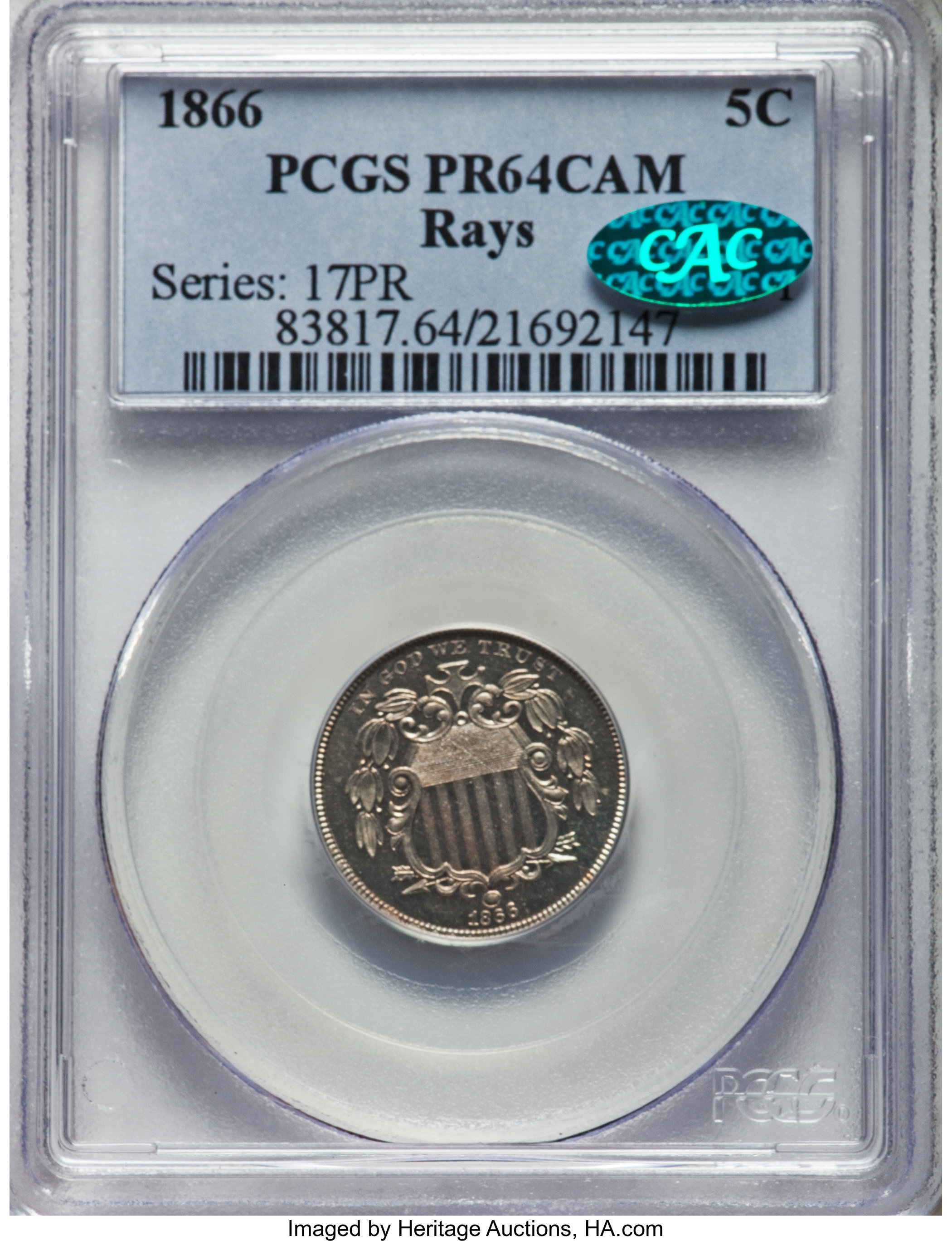 1866 5c Rays PR CAM PR62 CAM thumbnail 17
