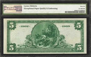 image for: Fr. 590. New York, New York. 1902 $5 Date Back. The National Bank of Commerce in New York. Charter #733. PMG Gem Uncirculated 66 EPQ.