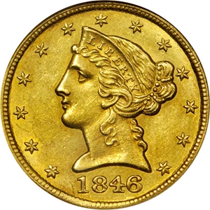 image for: 1846-C Liberty Head Half Eagle. MS-62 (NGC). OH.