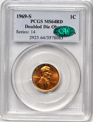 image for: 1969-S Lincoln Cent. FS-101. Doubled Die Obverse. MS-64 RD (PCGS). CAC.