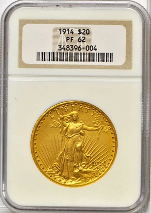 image for: 1914 Saint-Gaudens Double Eagle. Proof-62 (NGC).