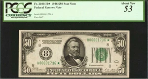 image for: Fr. 2100-H*. 1928 $50 Federal Reserve Star Note. St. Louis. PCGS Currency About New 53.