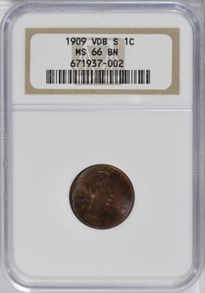 image for: 1909-S Lincoln Cent. V.D.B. MS-66 BN (NGC).