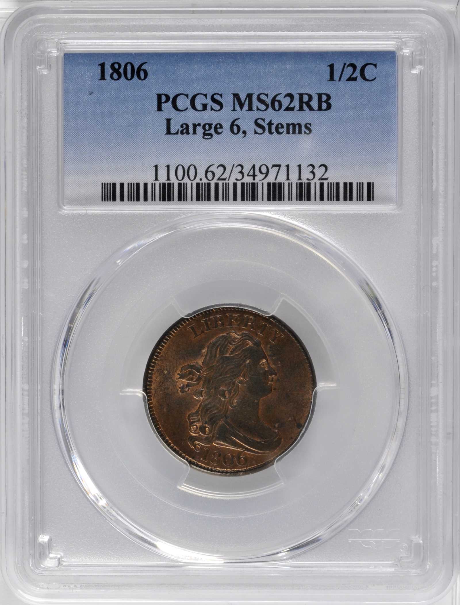 Draped Bust Half Cent 1/2c 1800-1808 MS RB [Type] MS65 RB thumbnail 20