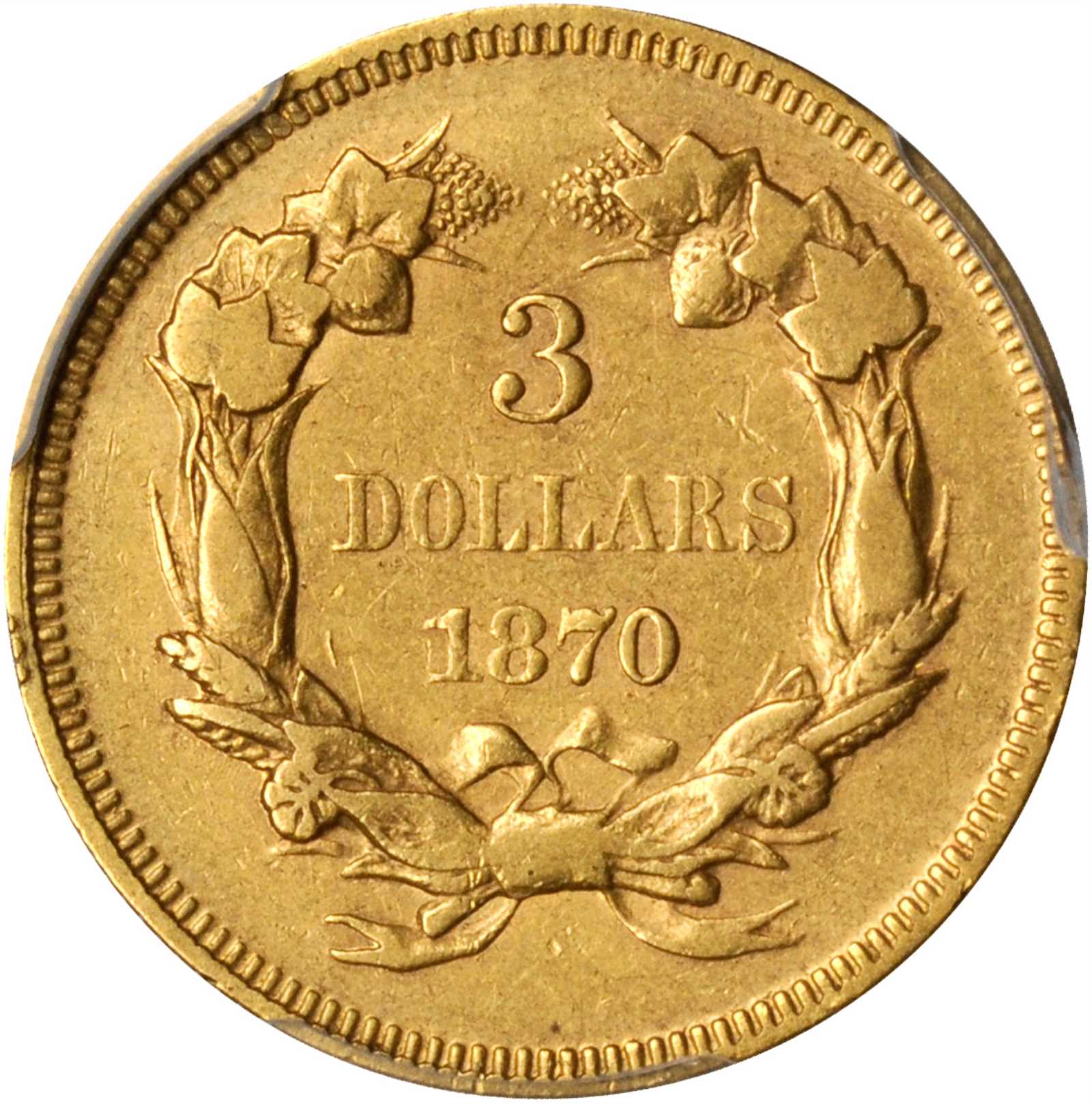 1870 $3 VF35 thumbnail 2