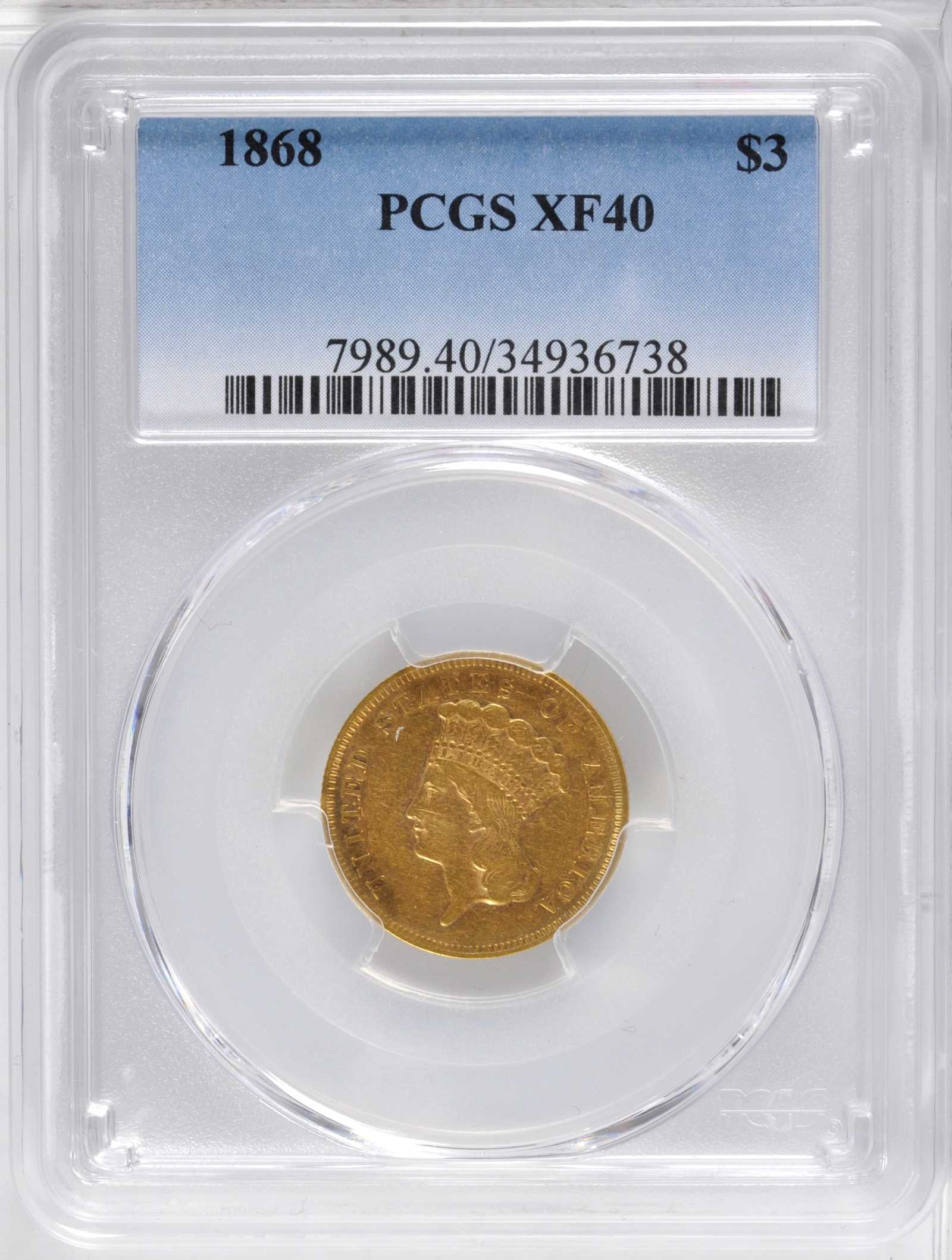 1868 $3 VF35 thumbnail 6