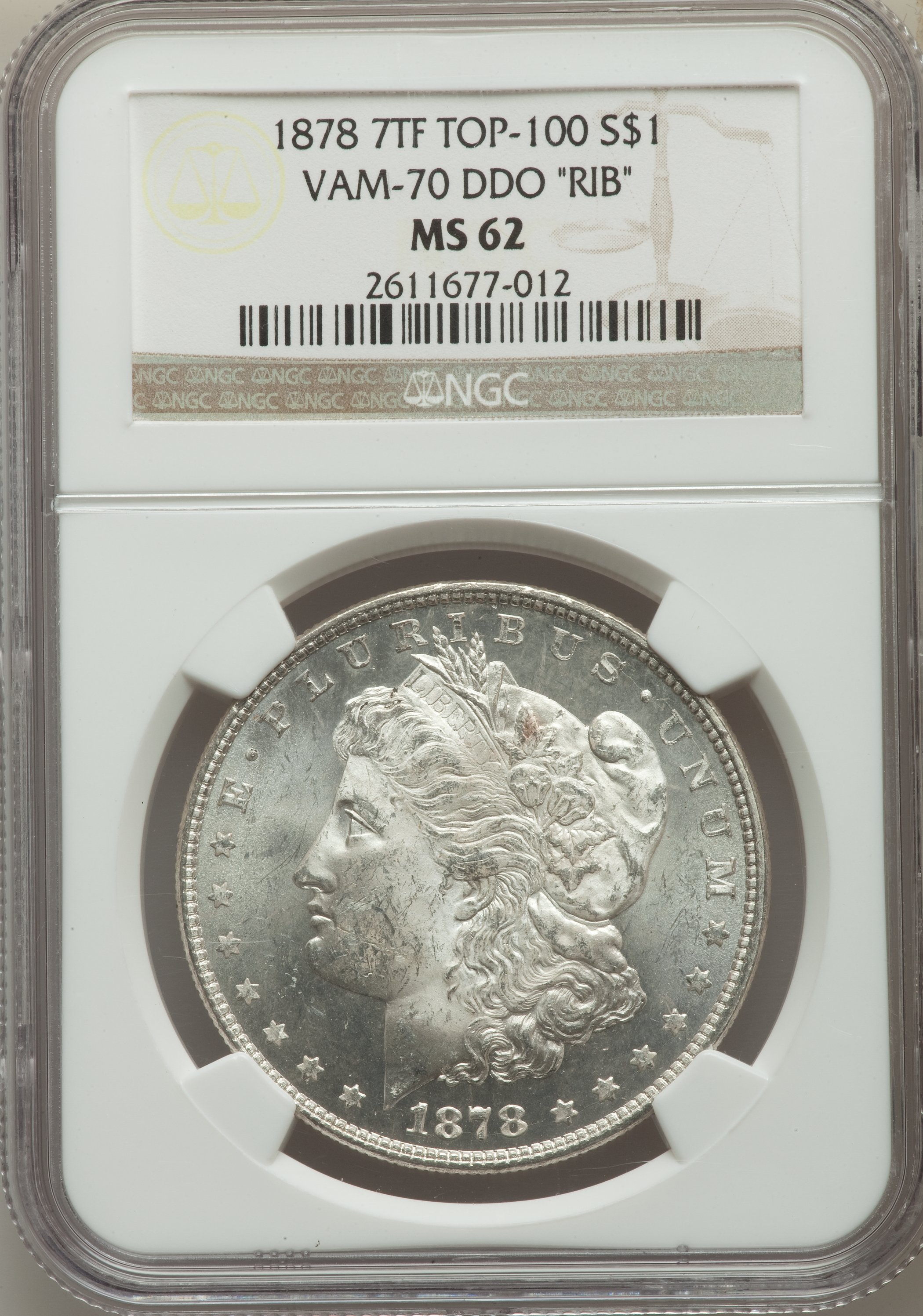 1878 7TF $1 Reverse of 1878, Doubled RIB, VAM-70 MS