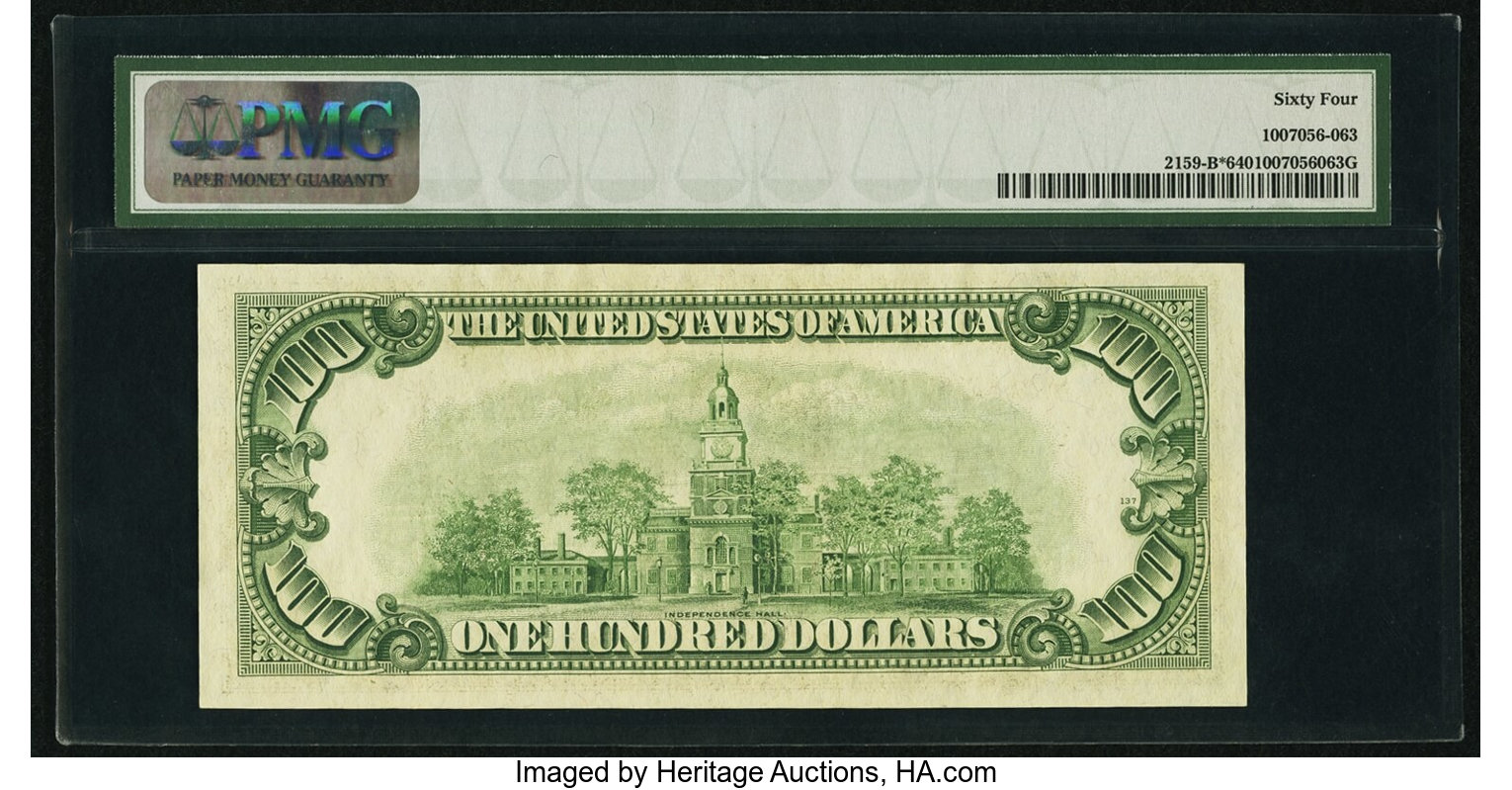 image for: Fr. 2159-B* $100 1950B Federal Reserve Star Note. PMG Choice Uncirculated 64....
