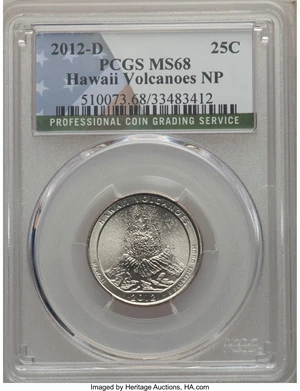 image for: 2012-D 25C Hawaii Volcanoes National Park, Clad, MS68 PCGS. PCGS Population: (3/0). NGC Census: (0/0).From The jwb104...