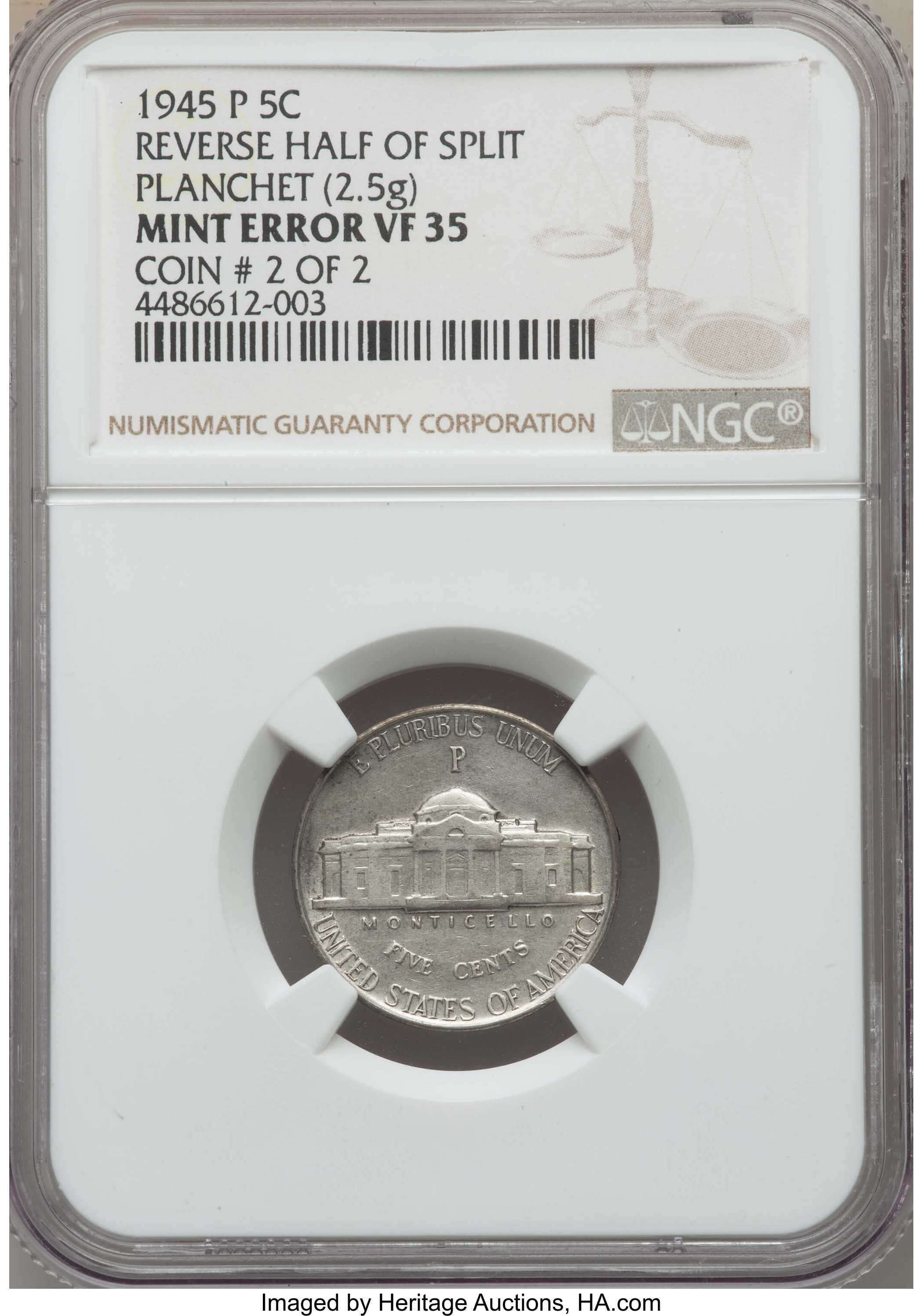 1945-P 5c Silver XF40 thumbnail 4